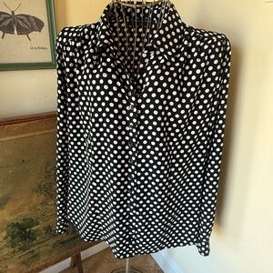 Preston & York Black and White Polka Dot blouse
